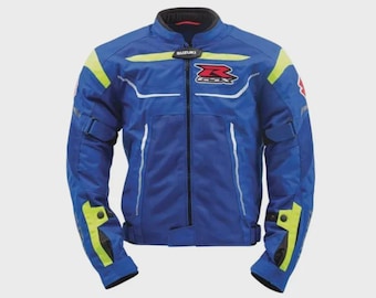 Handmade Suzuki Motorcycle Mesh Jacket, Designer Biker Style Jacket Mesh Suzuki Jacket Mesh Fabric Jacket Summer Jacket