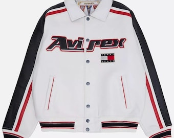 Handmade Mens Avirex Cowhide Geniune Leather Avirex Bomber Real Leather Jacket Tommy Jeans Avirex Leather Jacket White Tommy Jeans Jacket
