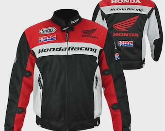 Handmade Honda Motorcycle Mesh Jacket, Designer Biker Style Jacket Mesh Jacket Mesh Fabric Jacket Summer Black And Red Jacket