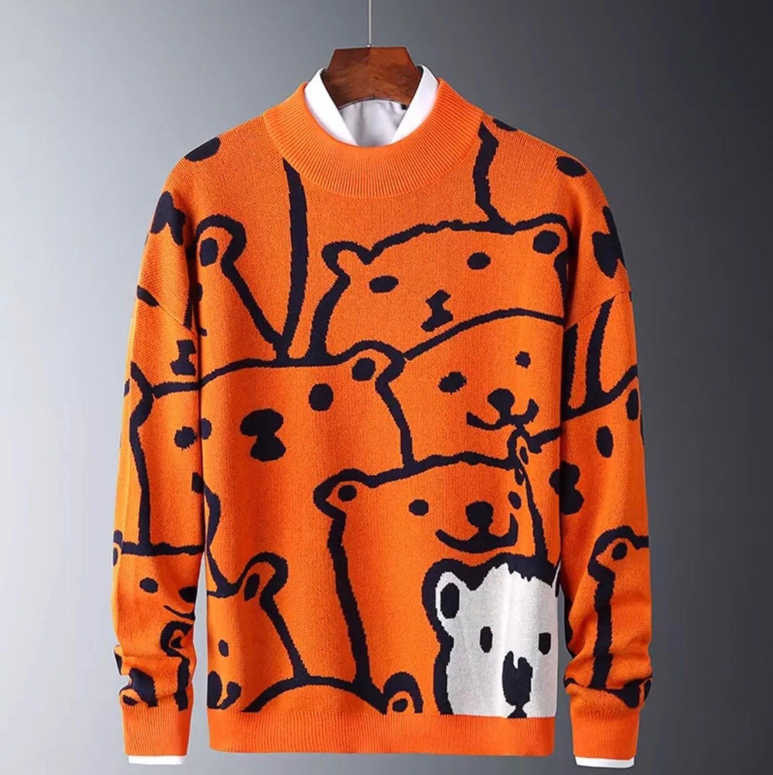 UNISEX Polar Bear Sweater in Blue or Orange Etsy