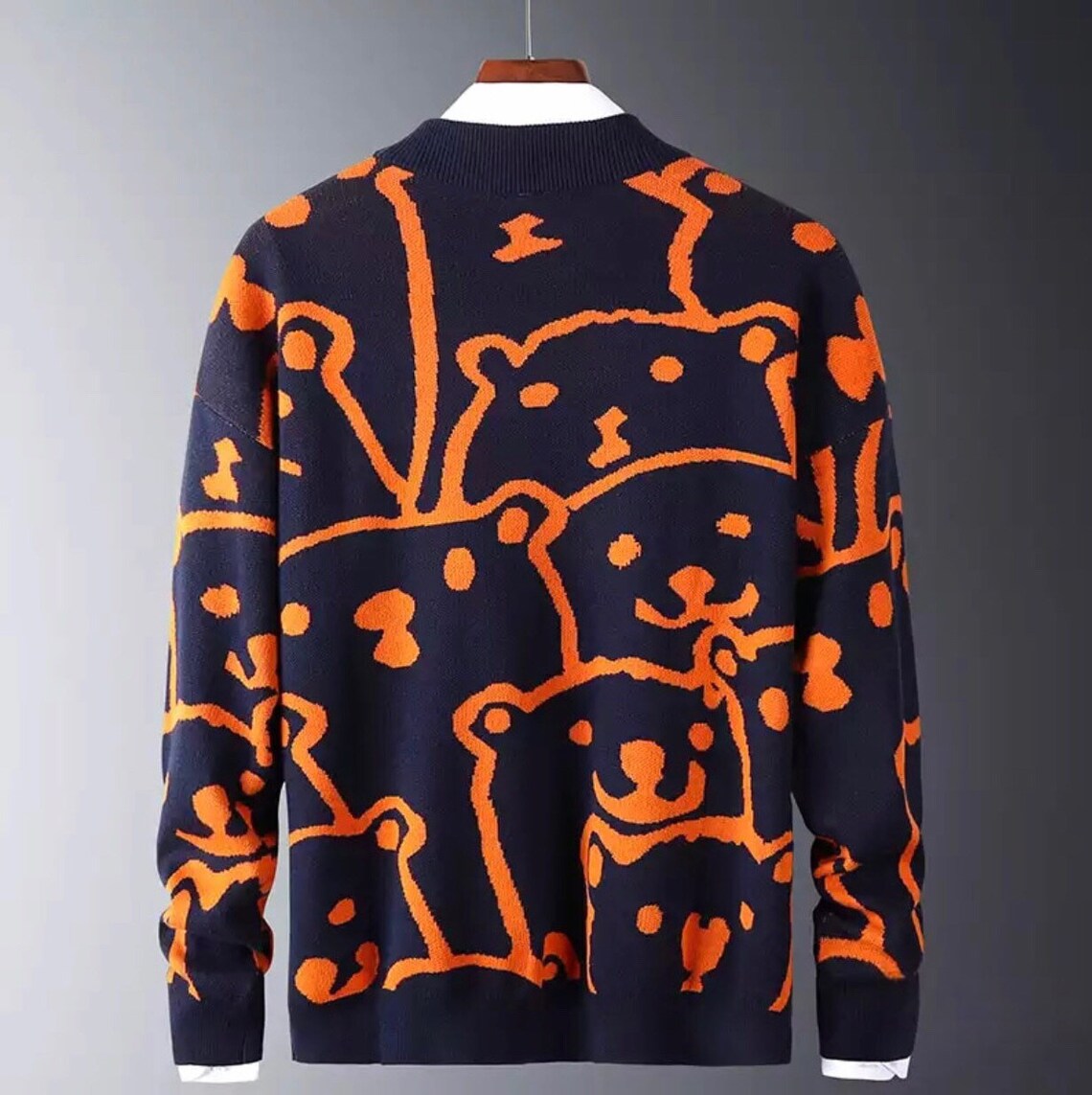 UNISEX Polar Bear Sweater in Blue or Orange Etsy
