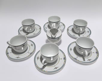 ヴィンテージ ウィンターリング マルクトロイテン バイエルン 磁器コーヒーセット 13点セット、花柄ドイツ磁器、ミッドセンチュリー コーヒーサービス