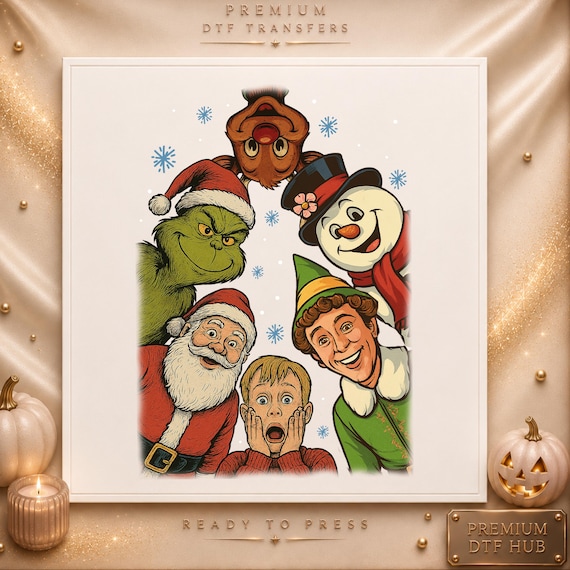 Vintage Christmas Squad DTF Transfer, Christmas Movie Characters Iron On Ready To Press, Funny Holiday Movie Heat Transfer, DTF Gang Sheet