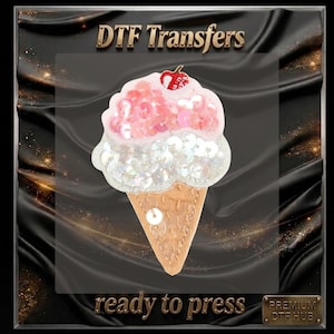 Faux Sequins Ice Cream DTF Transfer, Faux Embroidery Summer Ice Cream Cone Ready To Press, Cute Coquette Summer Heat Transfer, Summer Vibes