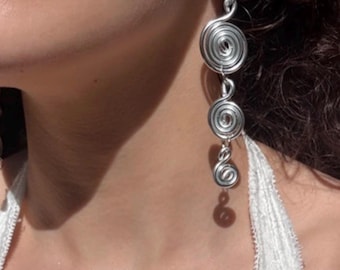 3 spiral drop earrings