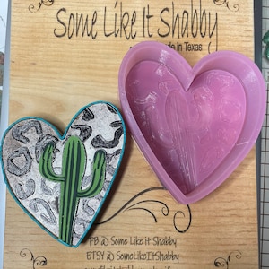 Leopard Heart with Cactus Mold for Freshies, Soap, Resin, etc.