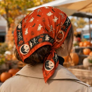 Halloween and Fall Orange Bandana Headbands‎ and Scrunchies for Women and Girls Shimmer Anna Shine Halloween and Fall Knotted Bandana  main image 4