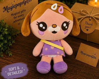 Puppy Girl Plush Doll – Kawaii Animal Stuffed Toy, Soft Cartoon Dog Plushie, Cute Kids Gift, Nursery Room Decor