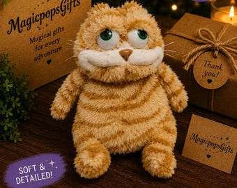 Lazy Fat Orange Cat Plush Toy, Cute Chubby Kitty Plushie, Kawaii Stuffed Animal, Soft Cuddle Cat Doll, Cozy Gift for Cat Lovers