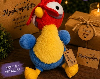 Anime Cosplay Rooster Plush Toy, Cute Tropical Bird Plushie, Kawaii Chicken Stuffed Animal, Funny Character Plush, Gift for Fans