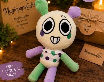 Looey Plush Toy, Dandy’s World Inspired Character Plush, Soft Game Stuffed Doll, Cute Horror Game Collectible, Kids & Gamer Gift