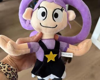 Cute Purple Pigtail Plush Doll, Kawaii Cartoon Character Plushie, Soft Stuffed Toy, Gamer Collectible Gift for Kids