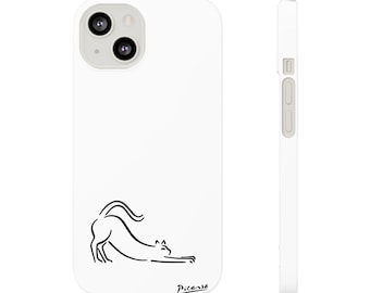 Cover per iPhone con disegno a linee di Picasso, cover minimalista con gatto, regalo protettivo per gli amanti dell'arte.