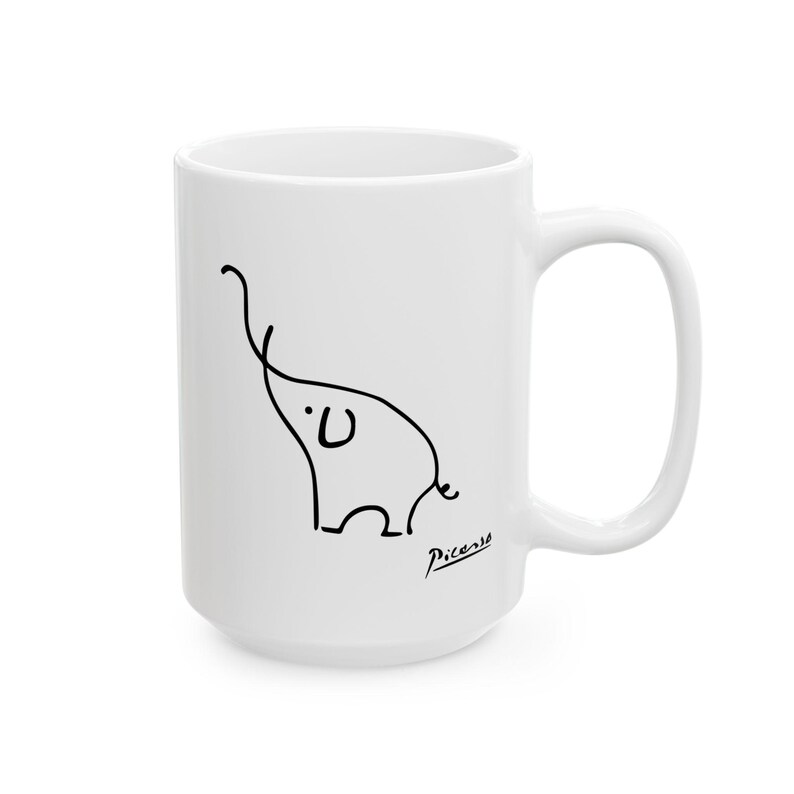 Tazza in ceramica minimalista con elefante, tazza da caffè artistica, decorazione zen per la casa. immagine 2