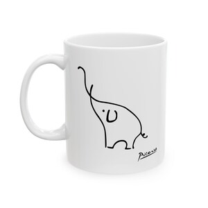 Tazza in ceramica minimalista con elefante, tazza da caffè artistica, decorazione zen per la casa. immagine 3