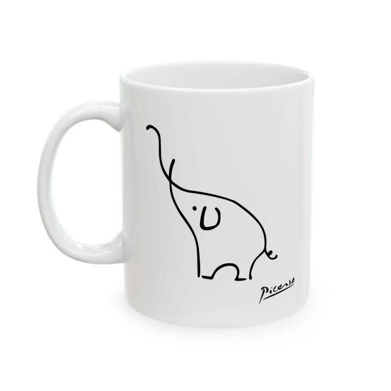 Tazza in ceramica minimalista con elefante, tazza da caffè artistica, decorazione zen per la casa. immagine 3
