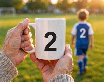 Tazza in ceramica numero 2, tazza da caffè minimalista a tema maglia sportiva
