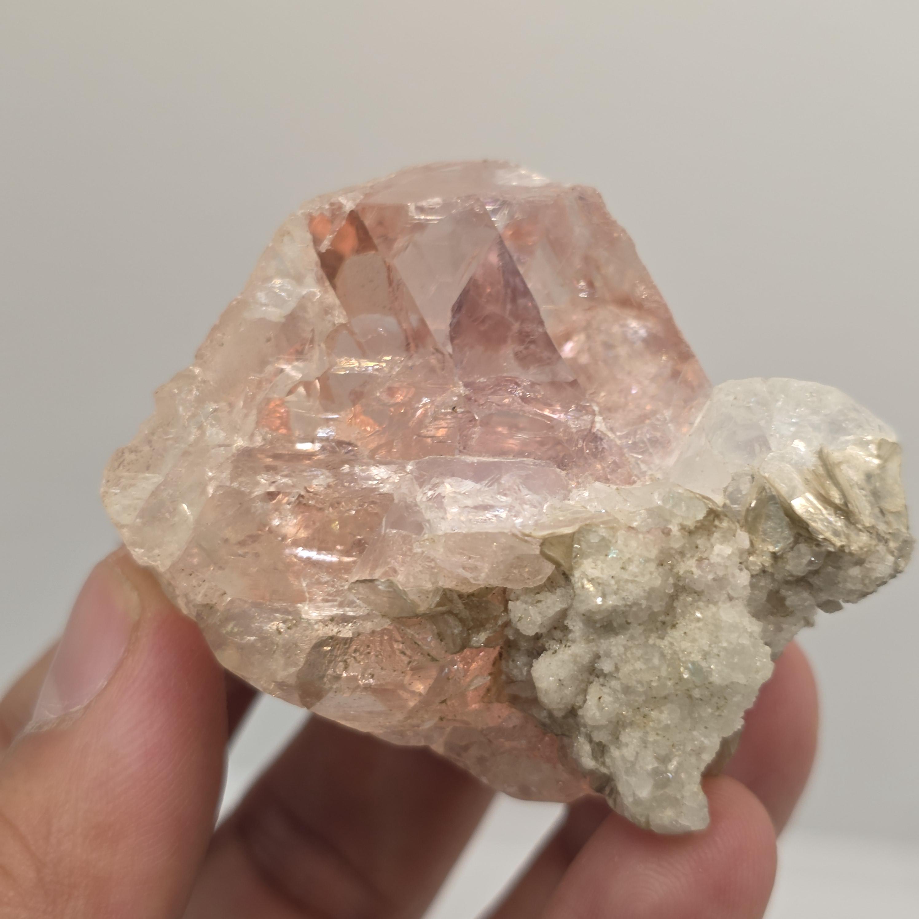 Rare Pink Fluorite Crystal with Muscovite Mica | Pakistan Collector Specimen (100g)