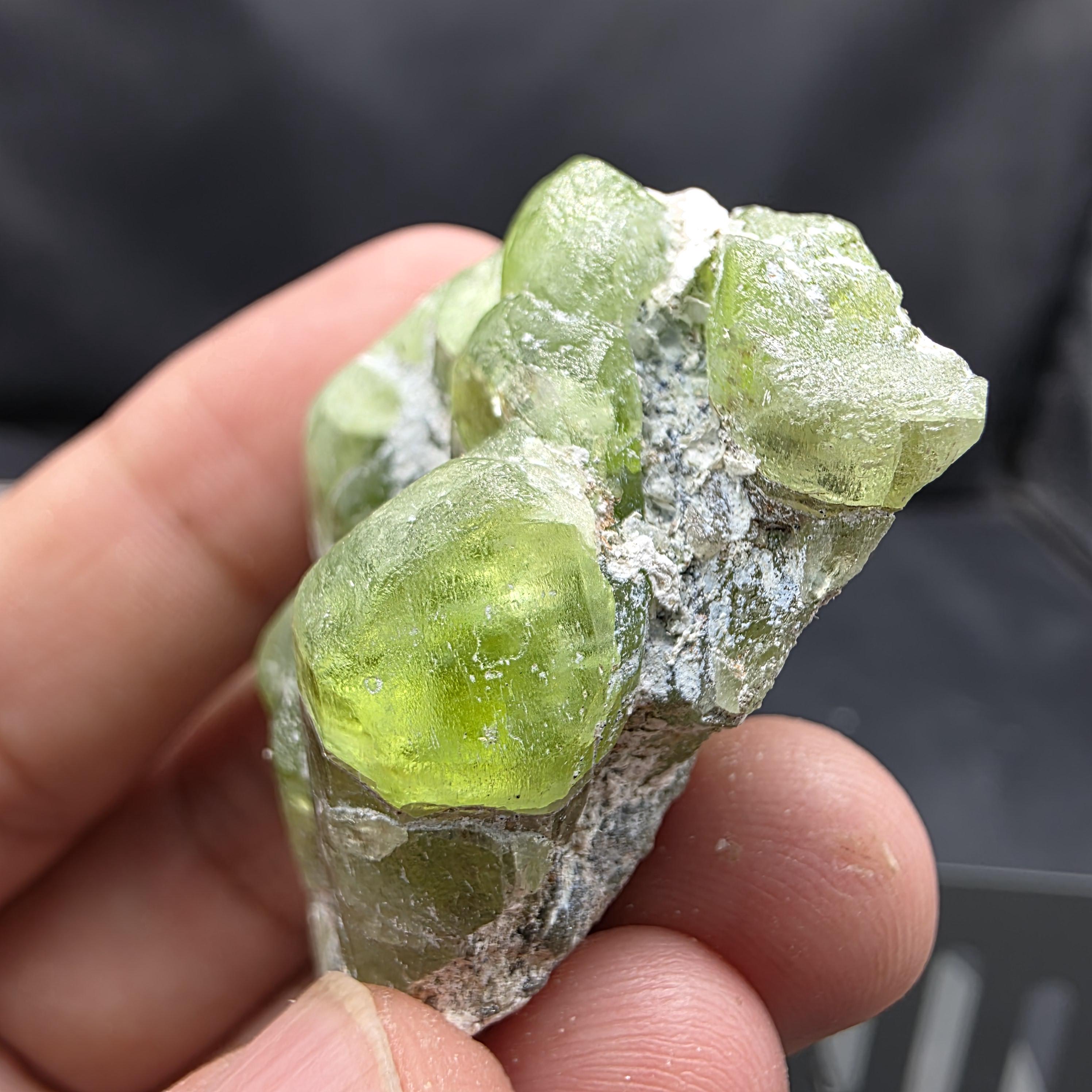Natural Peridot Crystal Specimen on Matrix | Gem Quality Green Peridot Display Piece (46g)