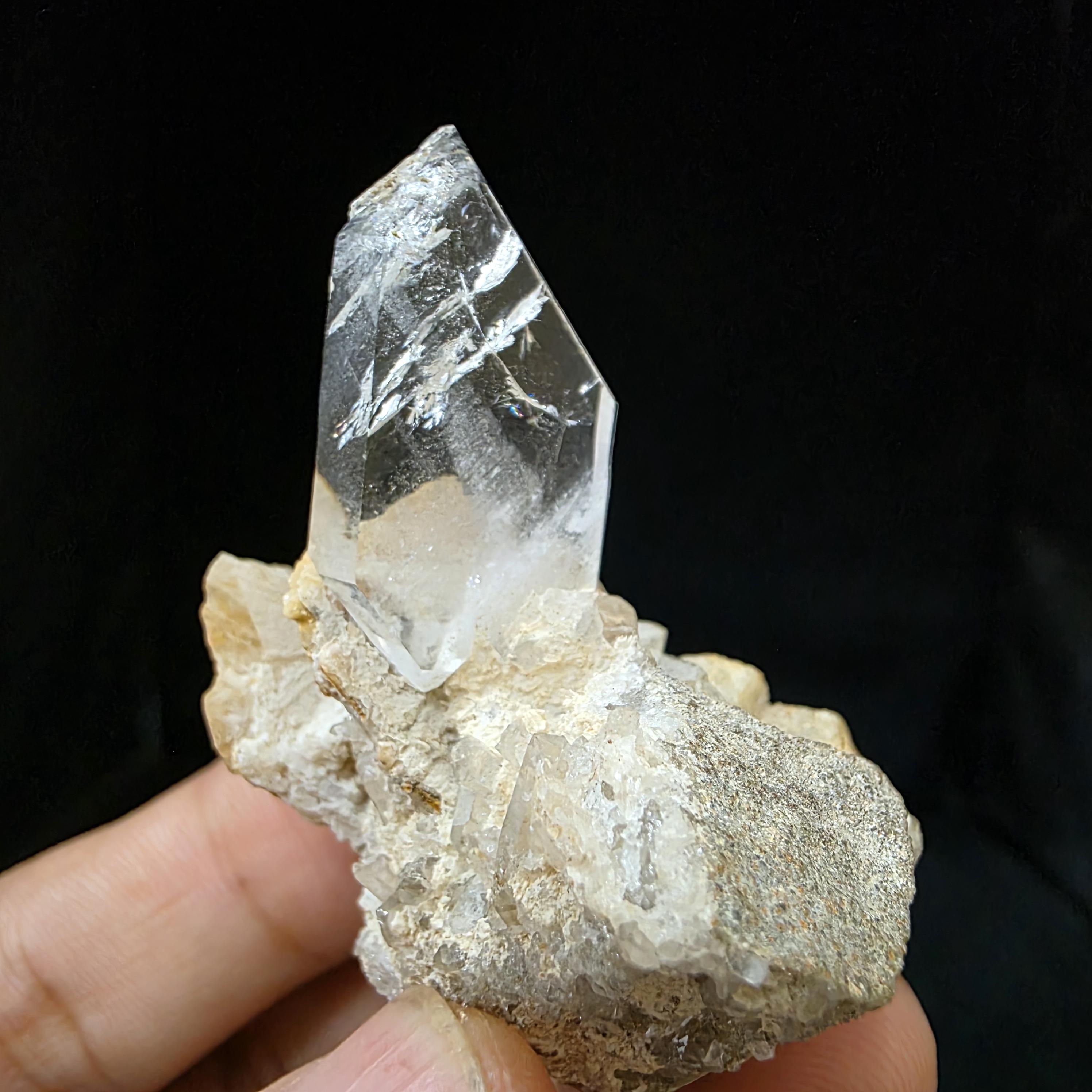 Water Clear Faden Quartz Crystal on Matrix, 33g Raw Specimen from Pakistan | Tabular Healing Crystal with Visible Thread | Natural Mineral