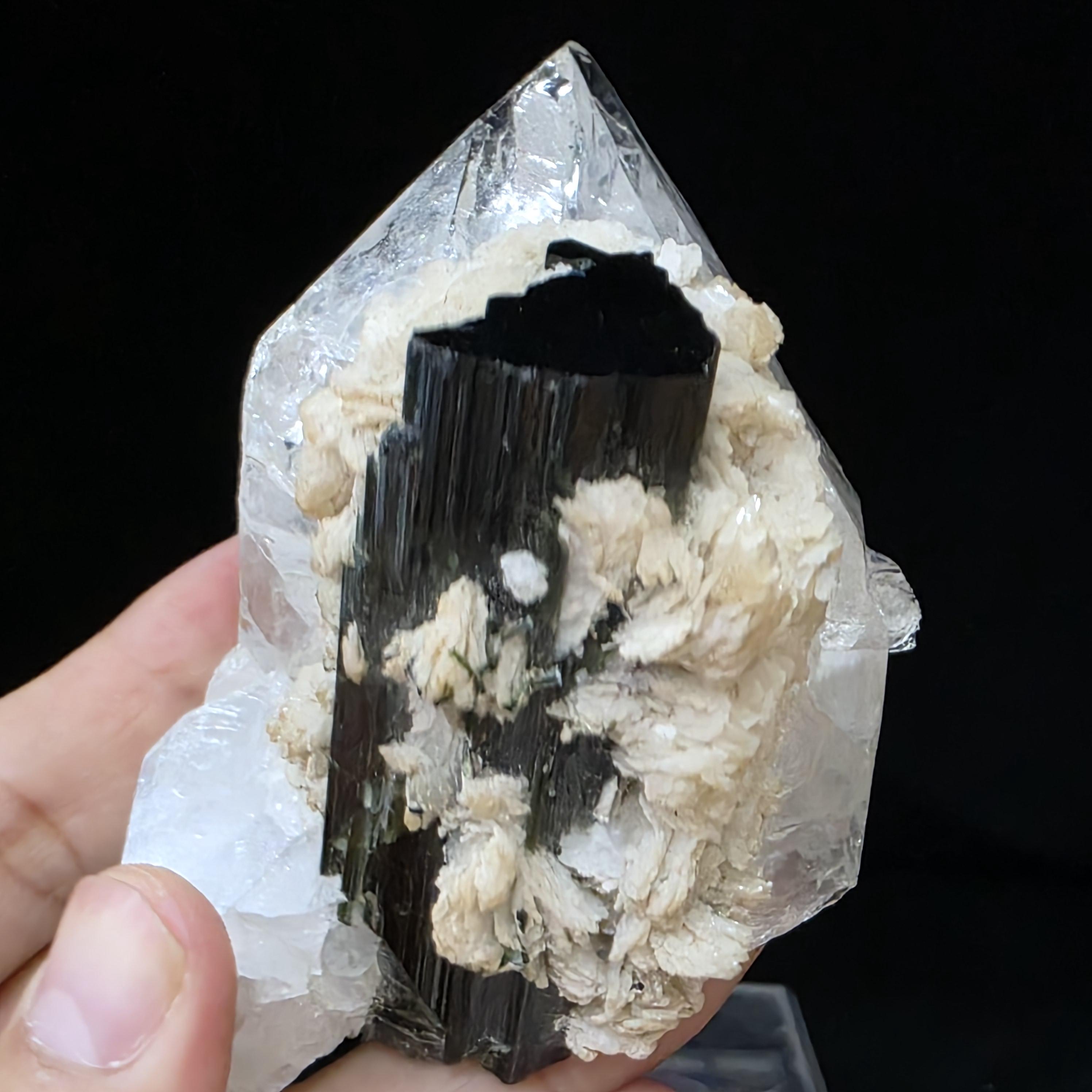 Black Tourmaline Quartz Mica Specimen | Pakistan Cabinet Display (88x77x63mm)