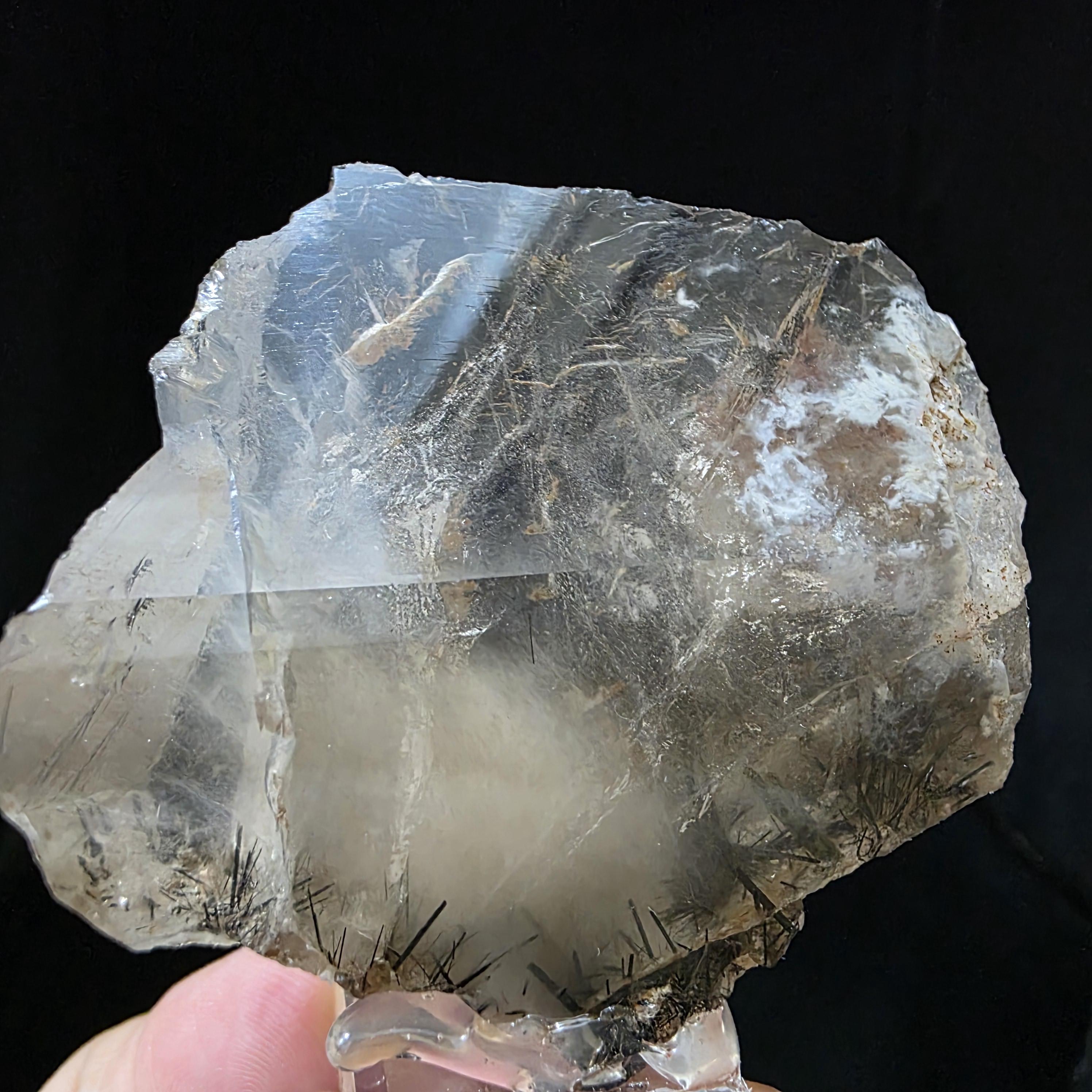 Zagi Mountain Rutilated Quartz Crystal, 83g Tabular Black Rutile Specimen, Pakistan Mineral Gwindel Quartz