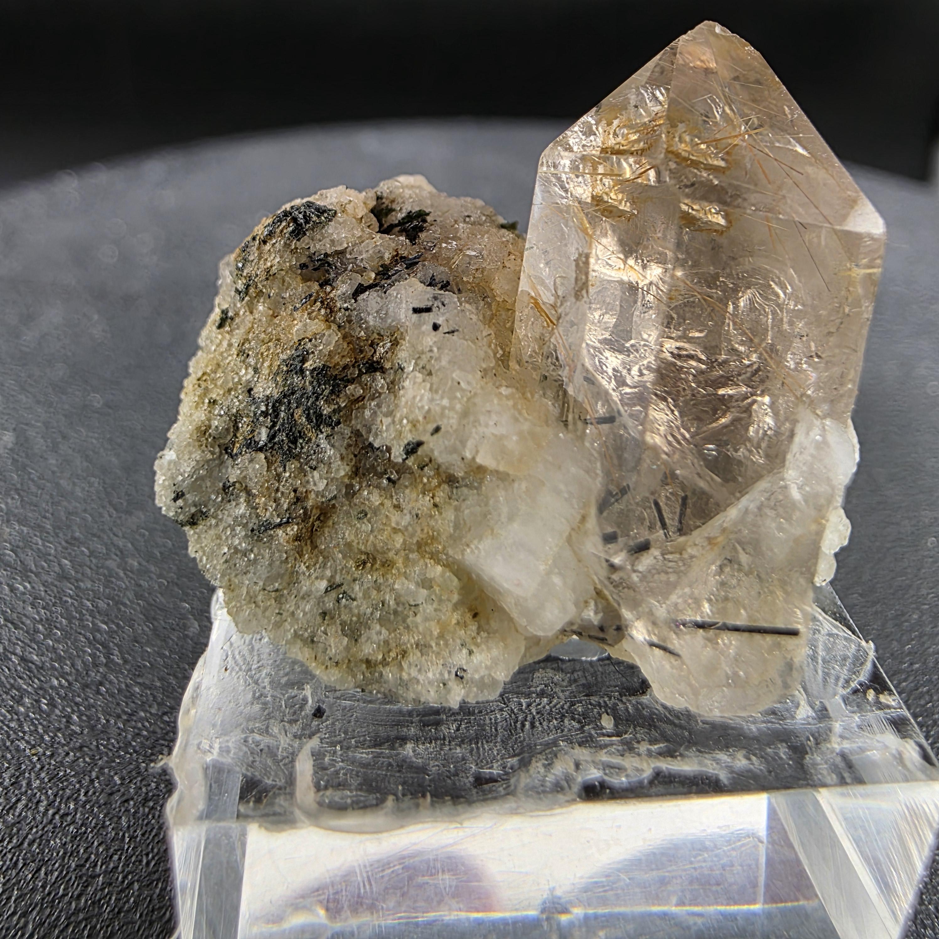 Golden Rutilated Quartz Point on Matrix, Pakistan Mineral Specimen