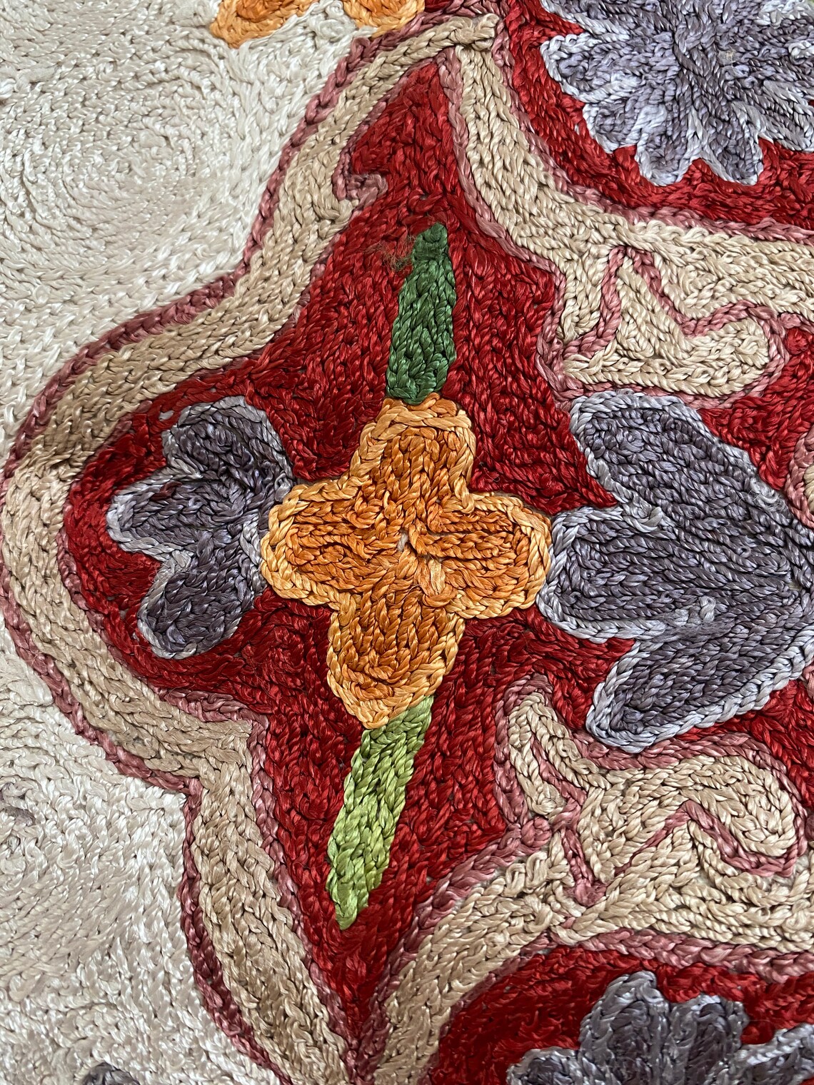 Red/rust/kashan Kashmiri Crewel Hand Embroidery Chain Stitch Etsy