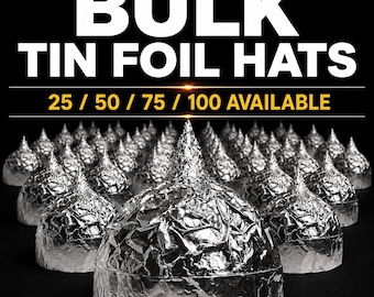 BULK Tin Foil Hats, Handmade Party Hats, Event Gag Gift, Tin Foil Hat Costume, Funny Group Party Favor