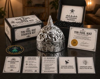 Tin Foil Hat Starter Kit, Funny Conspiracy Gag Gift Box