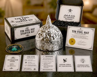 Tin Foil Hat Starter Kit, Funny Conspiracy Gag Gift Box