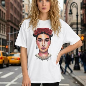 メキシコのフォークアートTシャツ、自己反省Tシャツ、アート愛好家へのギフト、カラフルでフェミニンなアートワーク、ヴィンテージスタイル、Feedom for her