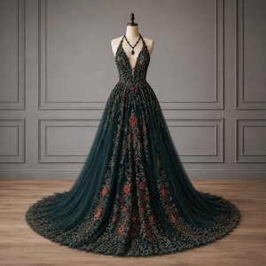 Embroidered Prom Dress - Etsy Embroidered Prom Dress - Etsy