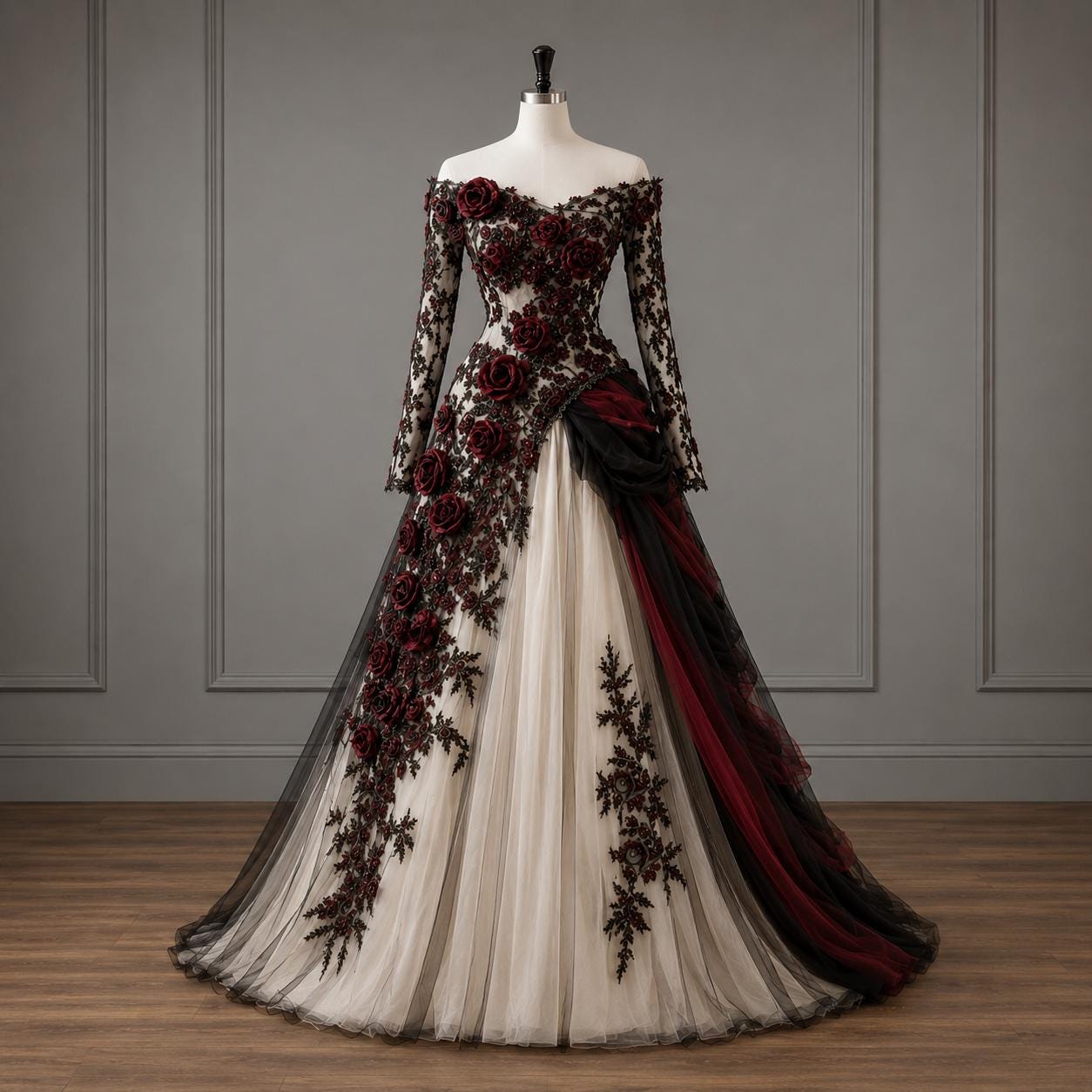 Red and Black Victorian Gown - Etsy Red and Black Victorian Gown - Etsy