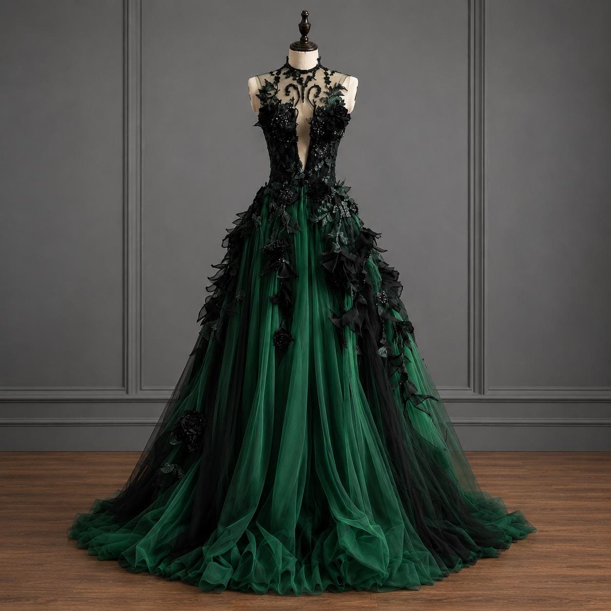 slim fit dress slacks Forest Green Off Shoulder Tulle Ball Gown Formal Dress main image 1