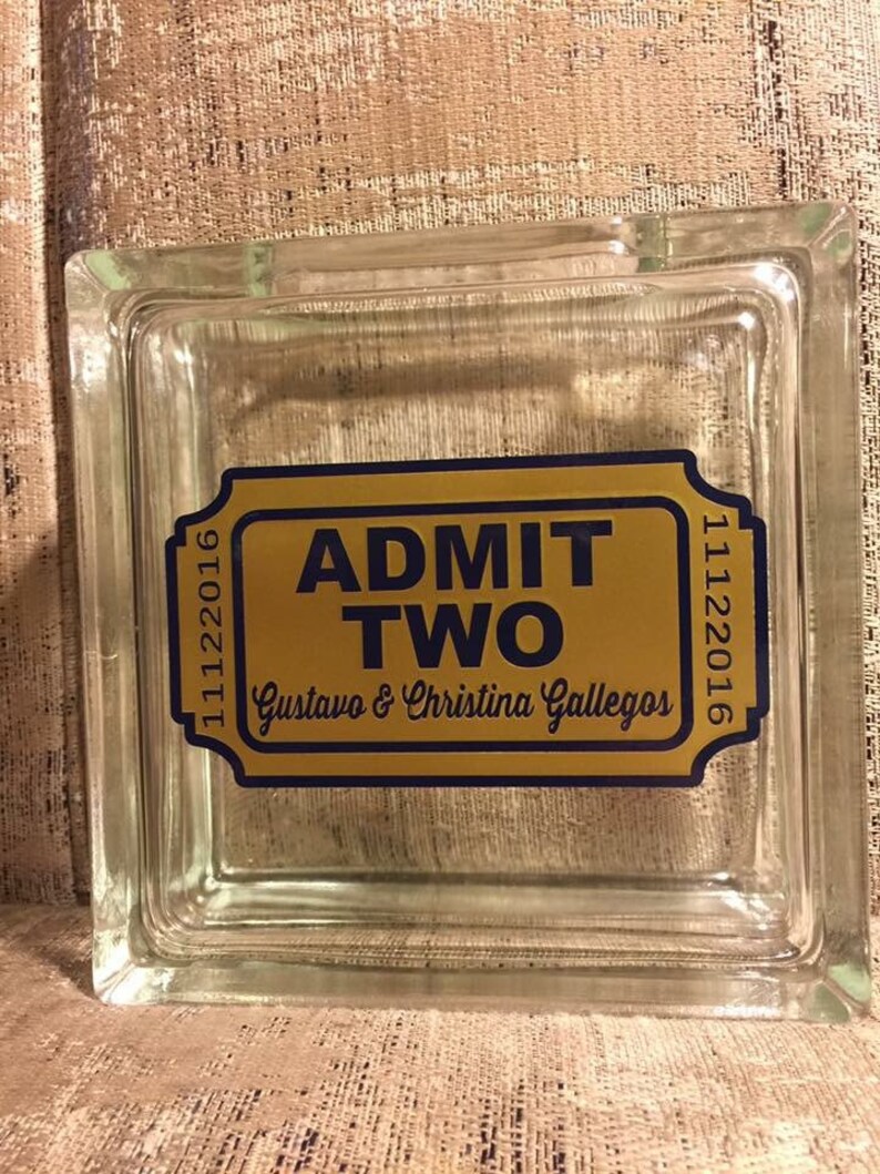 Glass Block Personalized Ticket Stub Display ticket stub Etsy