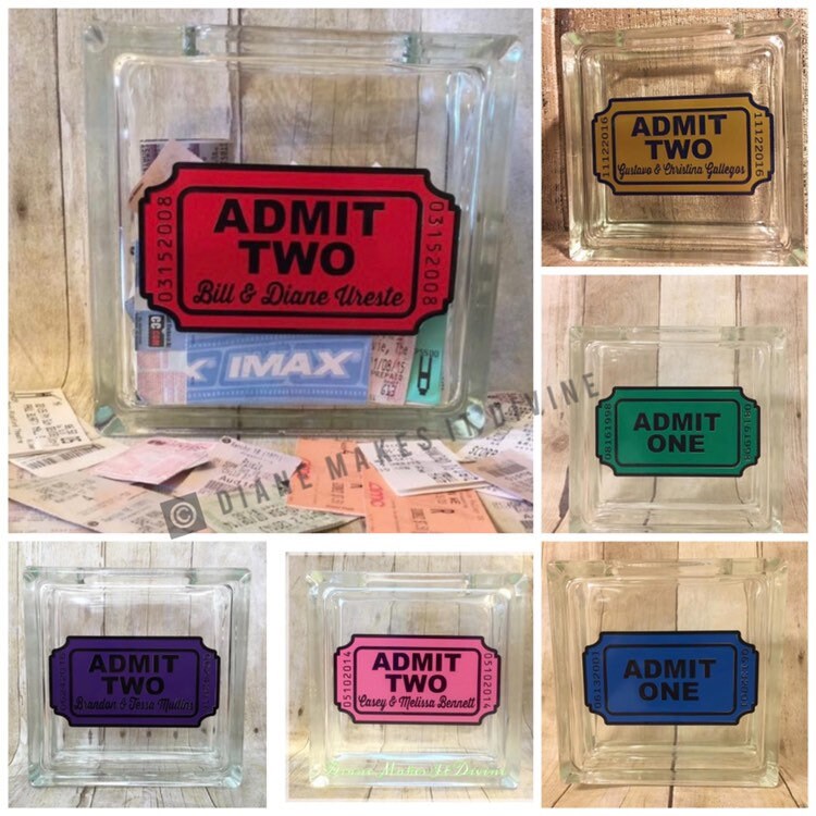 Glass Block Personalized Ticket Stub Display ticket stub Etsy