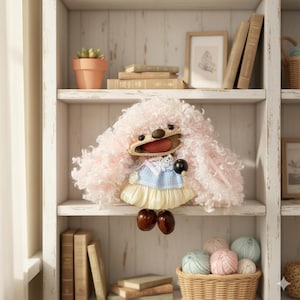 Fantastyczna lalka artystyczna, ręcznie robione stworzenie z kręconymi włosami, przerażająco słodka pluszowa zabawka, wyjątkowy prezent dla kolekcjonerów lalek, spersonalizowana lalka z postacią fantasy