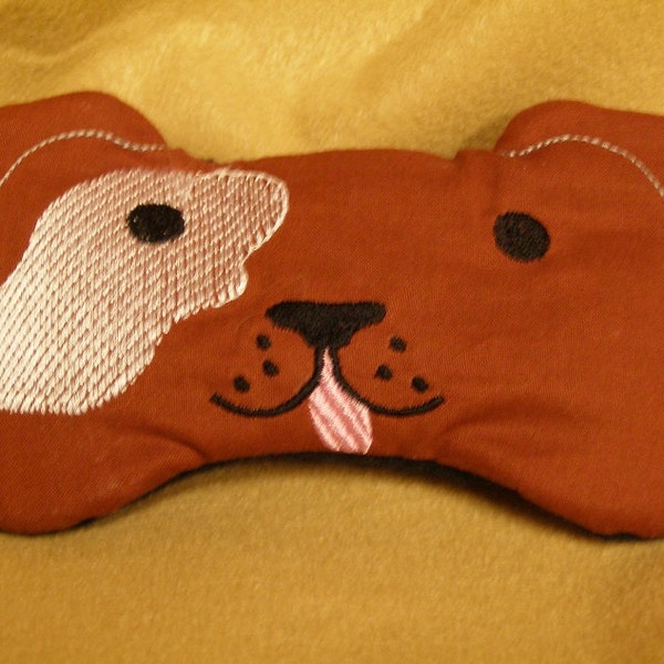 Embroidered Eye Mask for Sleeping, Cute Sleep Mask for Kids or Adults, Sleep Blindfold, Eye Shade, Slumber Mask, Puppy Dog Design, Handmade