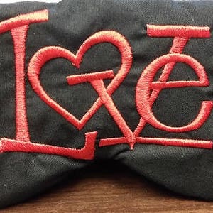 Embroidered Eye Mask: &#39;Love&#39; Design, Cotton Sleep Blindfold