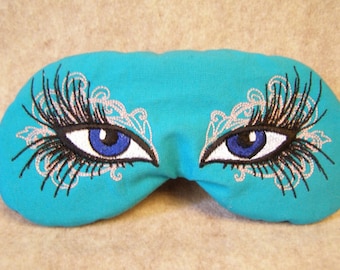 Embroidered Eye Mask, Sleep, Sleeping, Cute Sleep Mask, Eye Design, Blindfold, Slumber Mask, Eye Mask,  Eyelashes Design, Handmade