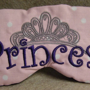 Embroidered Eye Mask for Sleeping, Cute Sleep Mask for Kids, Adults, Sleep Blindfold, Slumber Mask, Custom, Shade Princess Design, Handmade