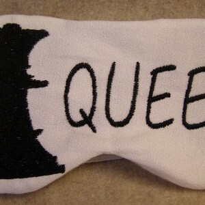 Embroidered Eye Mask, Sleeping, Cute Sleep Mask for Kids or Adults, Sleep Blindfold, Slumber Mask, Eye Shade, Chess, Queen Design, Handmade