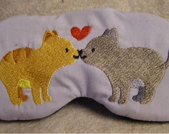 Embroidered Eye Mask for Sleeping, Cute Sleep Mask, Sleep Blindfold, Eye Shade, Slumber Mask, Cat Design, Kitty Design, Handmade