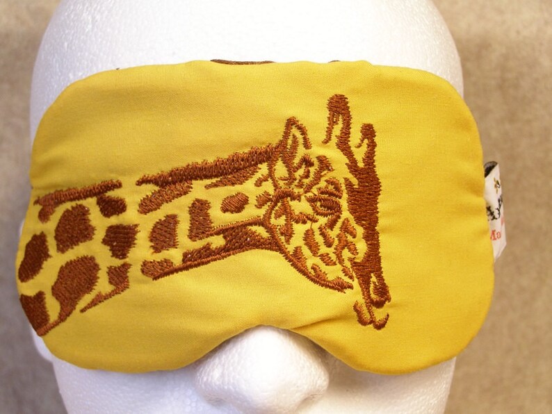 Embroidered Eye Mask, Sleeping, Cute Sleep Mask for Kids, Adults, Sleep Blindfold, Slumber Mask, Eye Shade, Giraffe Design, Travel Handmade image 3