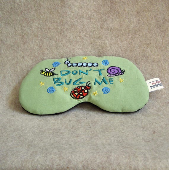 Embroidered Sleep Mask, Bugs Design, Handmade Eye Mask