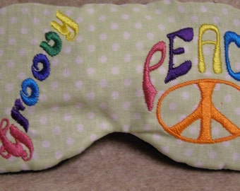 Embroidered Eye Mask for Sleeping, Cute Sleep Mask for Kids or Adults, Eye Shade, Sleep Blindfold, Slumber Mask, Peace Sign Design, Handmade