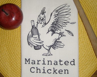 Embroidered Towel, Personalized Towel, Tea Towel, Hand Towel, Kitchen Towel, Dish Towel, Flour Sack Towel, Chicken Towel, Funny Towel