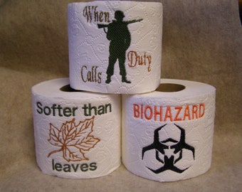 Embroidered Toilet Paper, Gag Gift, Prank Gift, Christmas Gift, Paper, Paper Gift, Military Gift, Hunters Gift, Bachelor Party