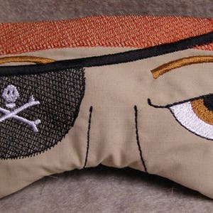 Pirate Eye Mask, Pirate Sleep Mask, Embroidered Eye Mask, Kid Eye Mask, Adult Eye Mask, Mens Eye Mask , Handmade, Fathers Day, Personalized image 1